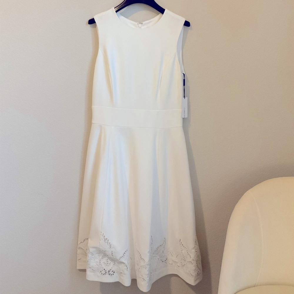 Calvin Klein white mid-dress, brand new with tags